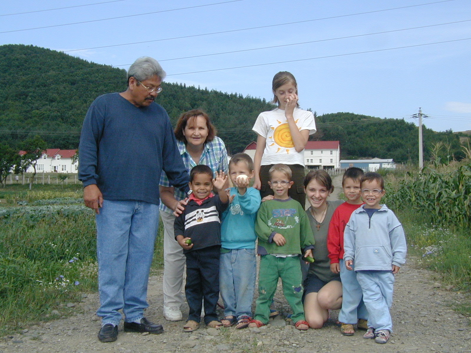 Frank and Aurica with orphans at Bistritia.